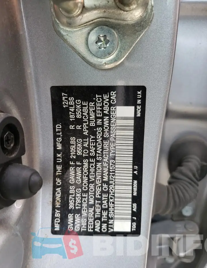 SHHFK7H29JU211573 Photo# 13