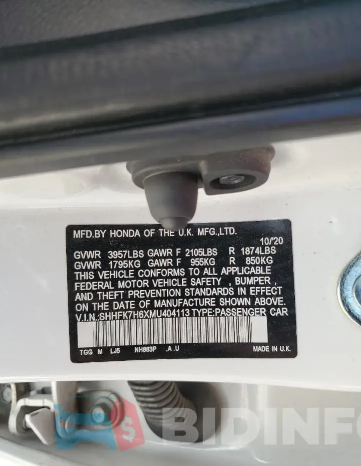 SHHFK7H6XMU404113 Photo# 12