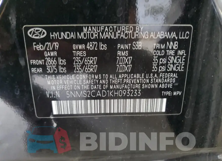 5NMS2CAD1KH093233 Photo# 13