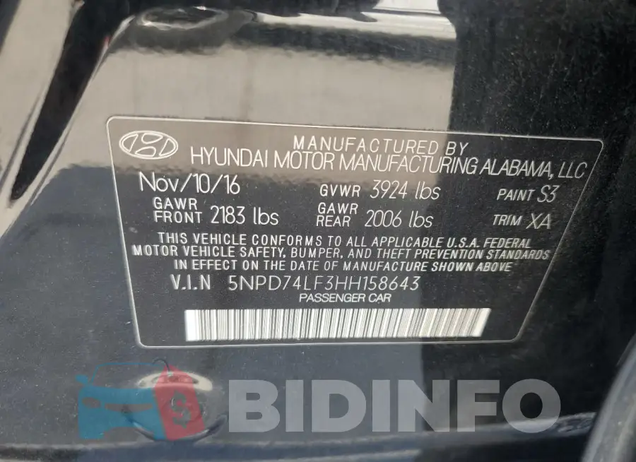 5NPD74LF3HH158643 Photo# 12
