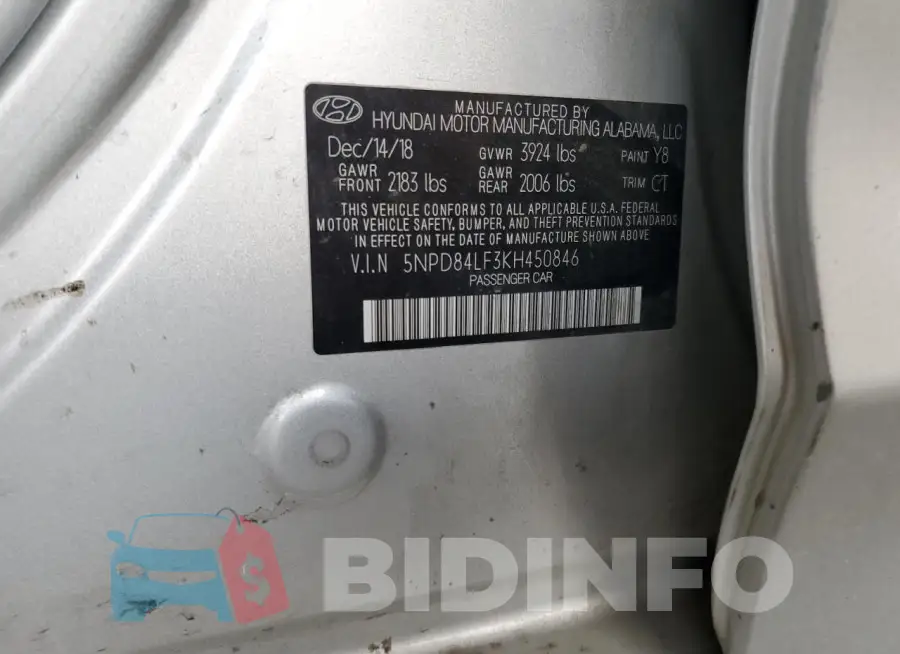 5NPD84LF3KH450846 Photo# 12