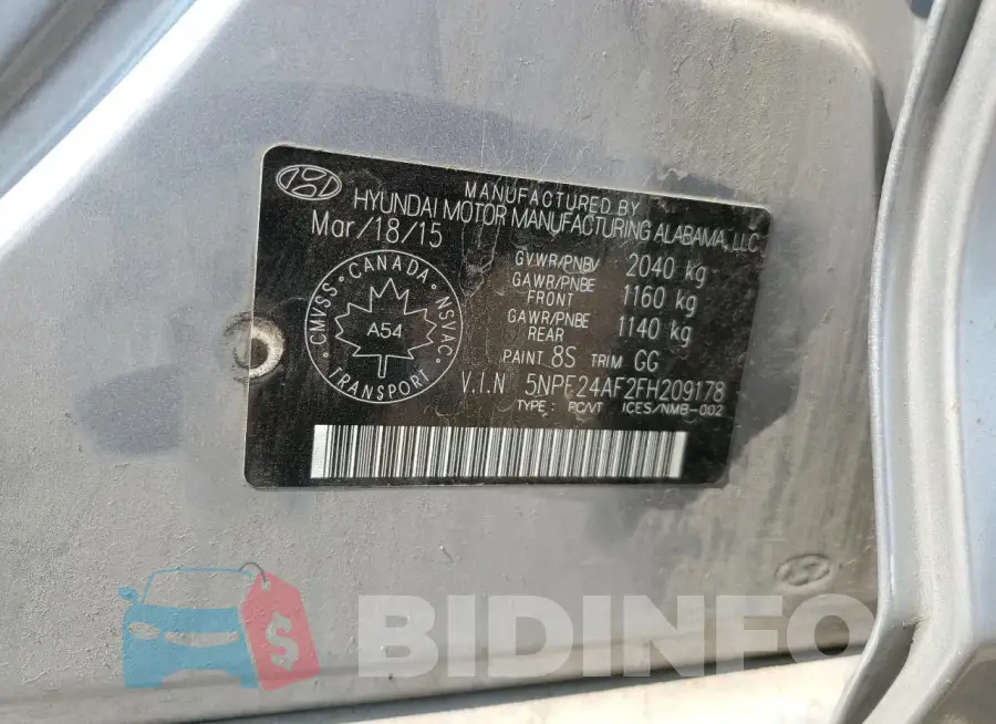 5NPE24AF2FH209178 Photo# 12