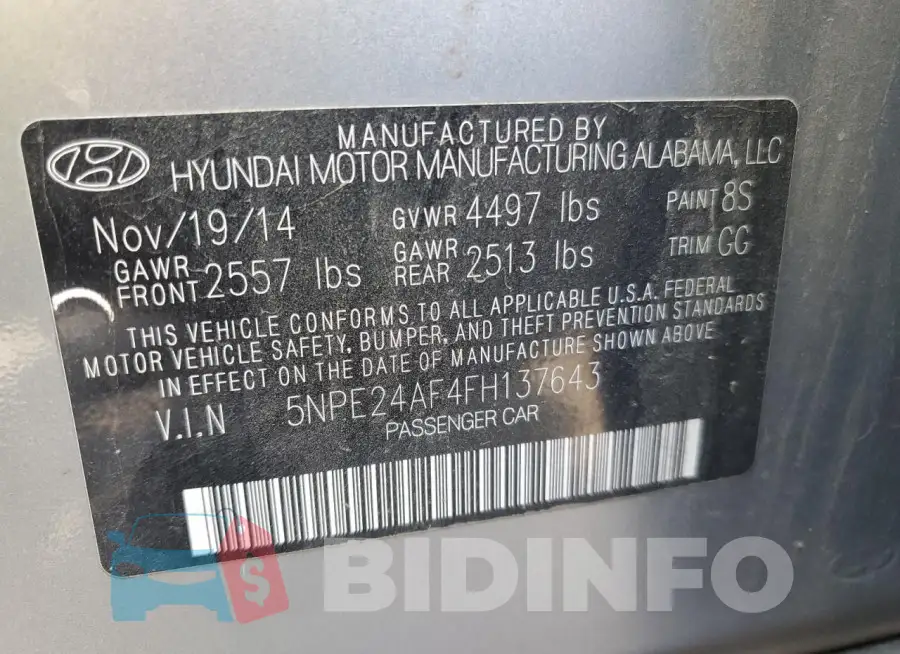 5NPE24AF4FH137643 Photo# 12