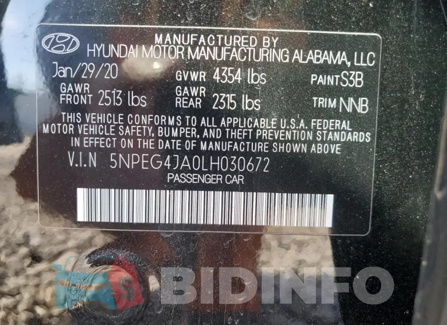 5NPEG4JA0LH030672 Photo# 13