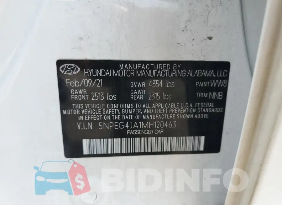 5NPEG4JA1MH120463 Photo# 12