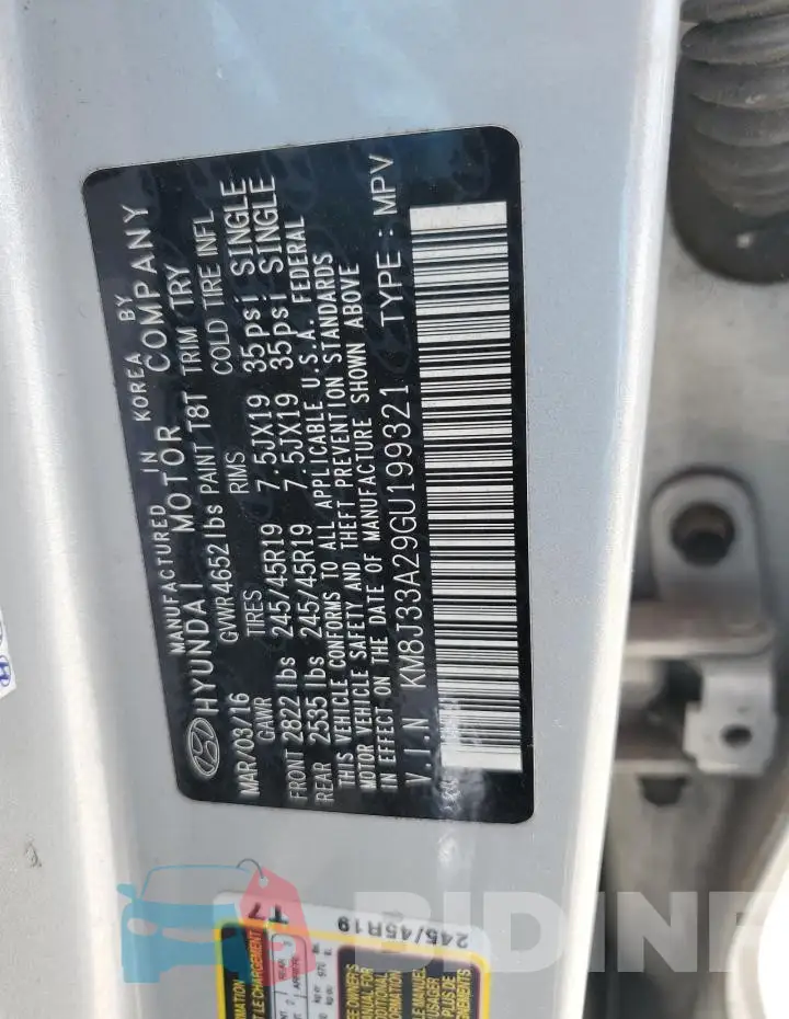 KM8J33A29GU199321 Photo# 12