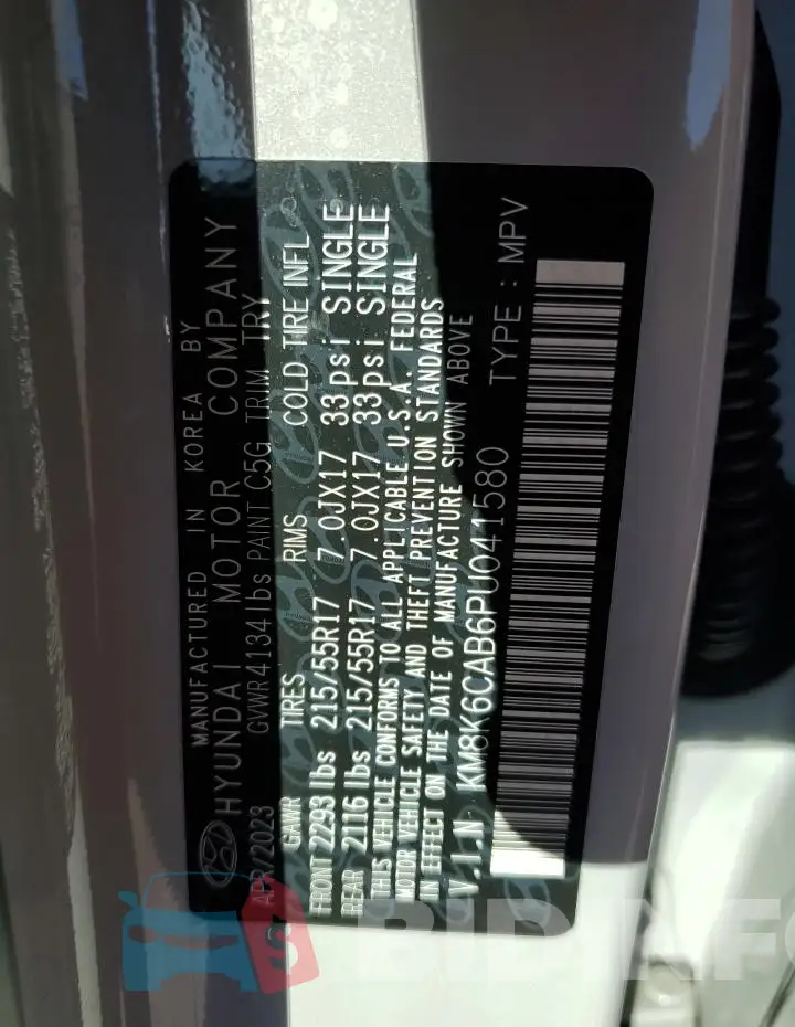 KM8K6CAB6PU041580 Photo# 13