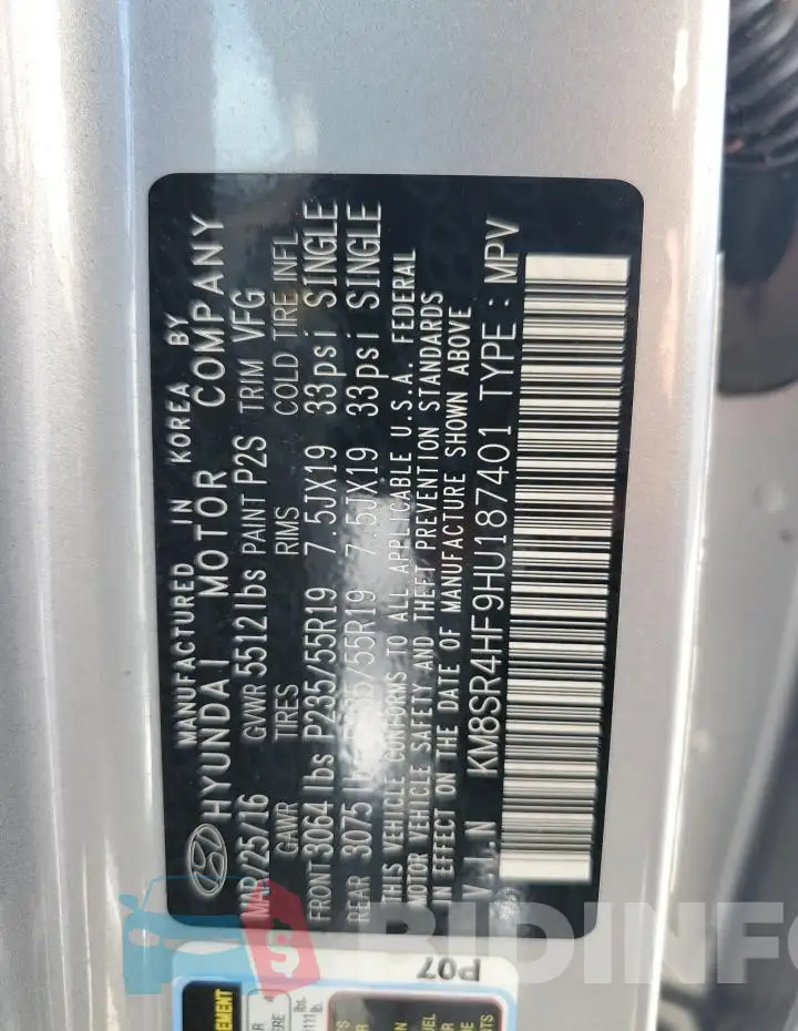 KM8SR4HF9HU187401 Photo# 14