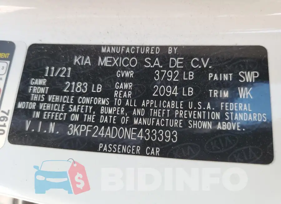 3KPF24AD0NE433393 Photo# 13