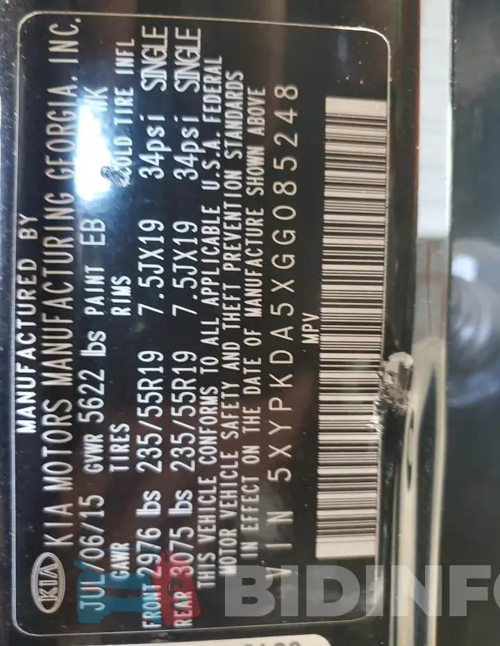 5XYPKDA5XGG085248 Photo# 13
