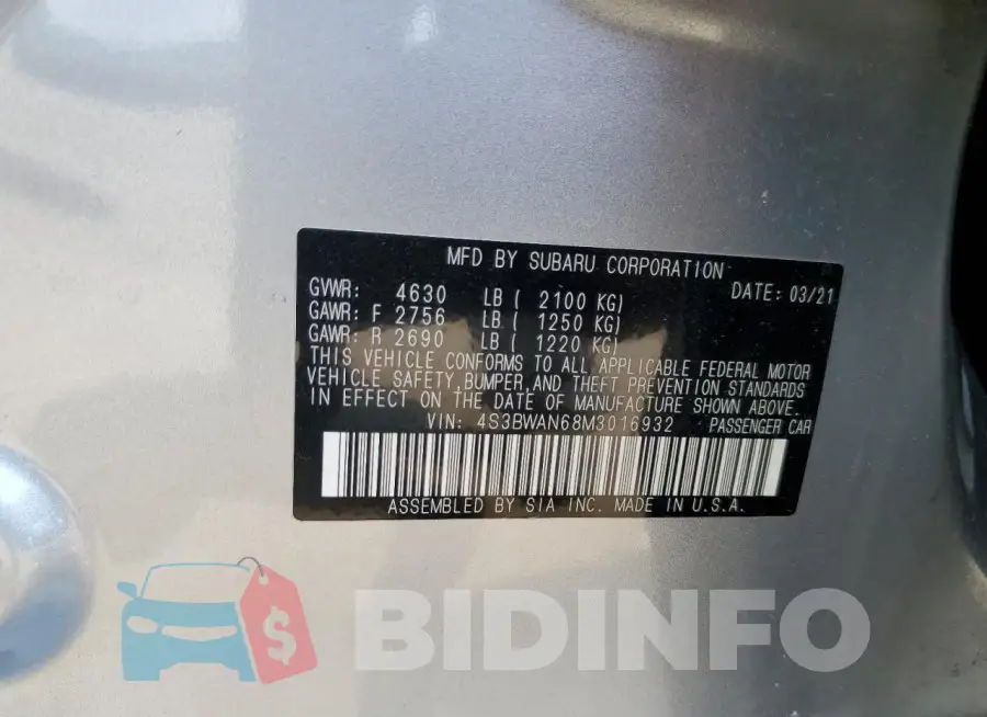 4S3BWAN68M3016932 Photo# 12