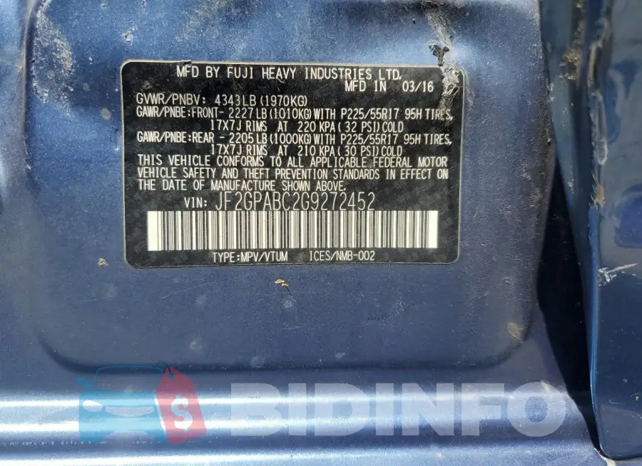 JF2GPABC2G9272452 Photo# 13