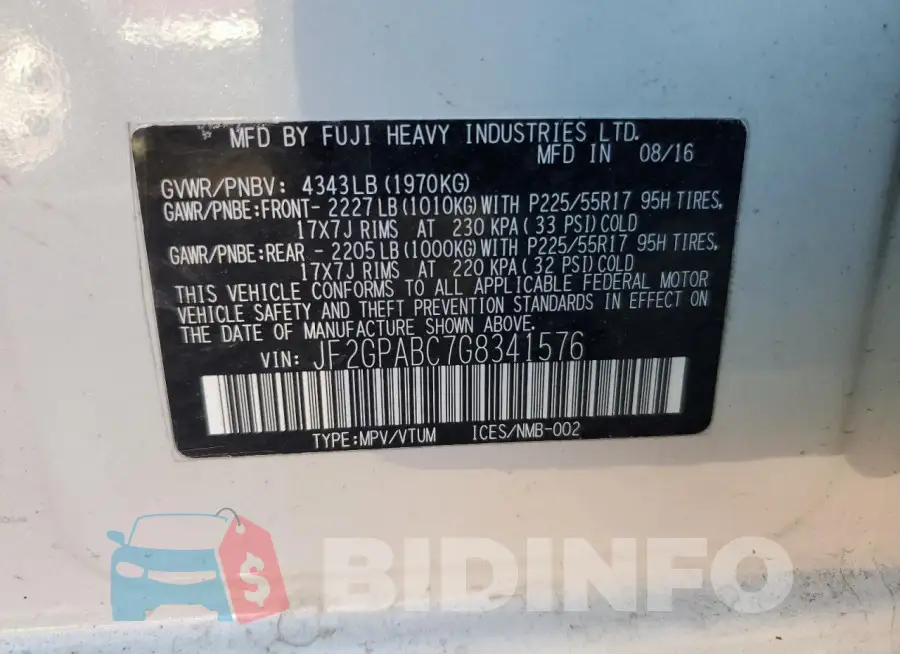 JF2GPABC7G8341576 Photo# 13