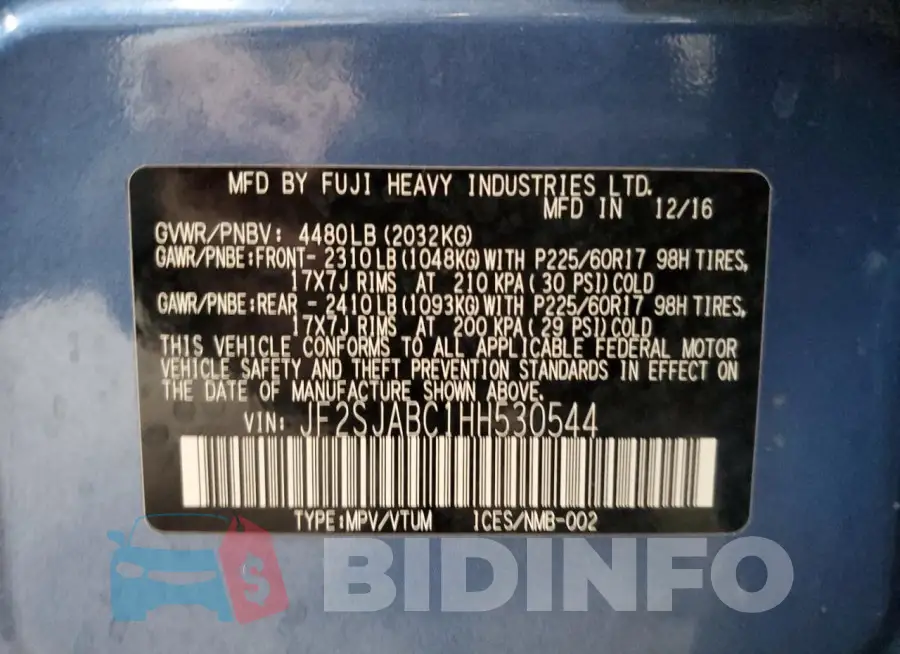 JF2SJABC1HH530544 Photo# 14