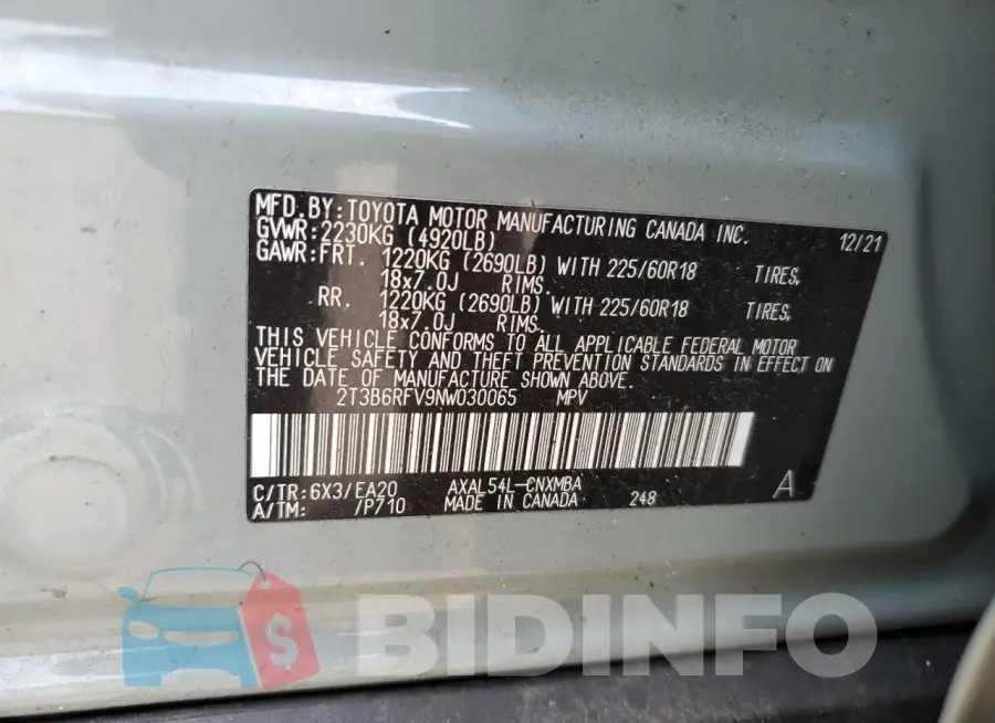 2T3B6RFV9NW030065 Photo# 13