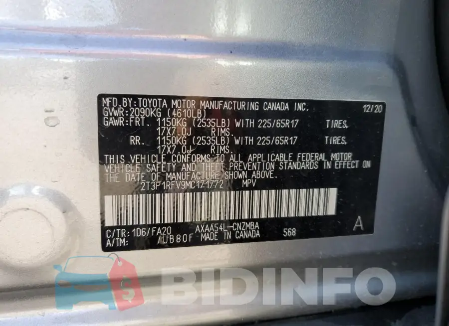 2T3P1RFV9MC171772 Photo# 14