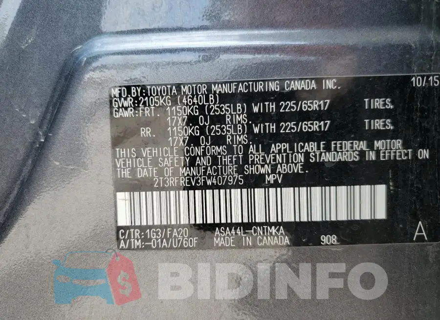 2T3RFREV3FW407975 Photo# 13