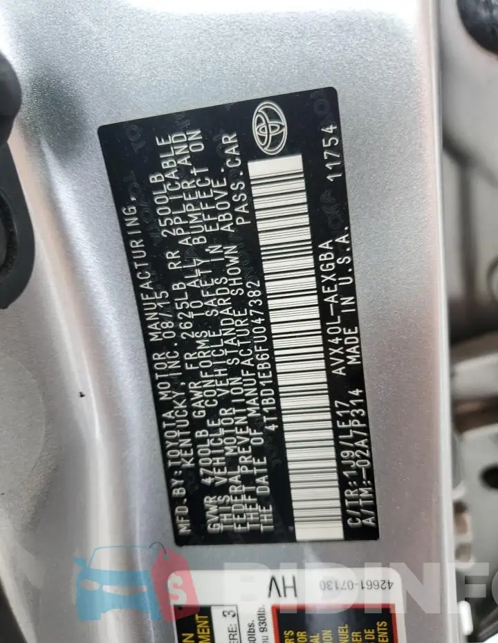 4T1BD1EB6FU047382 Photo# 12