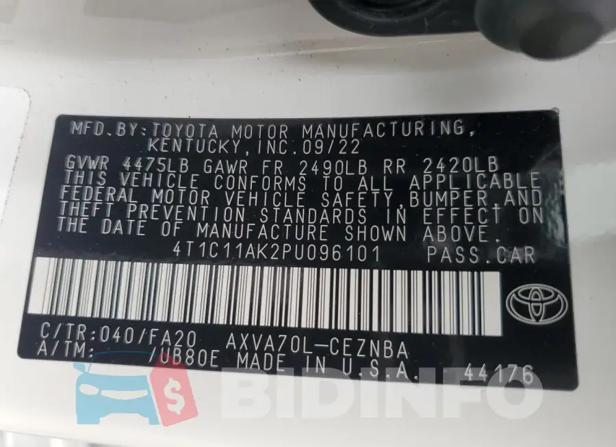 4T1C11AK2PU096101 Photo# 13