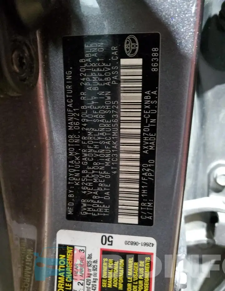 4T1C31AK1MU563725 Photo# 12