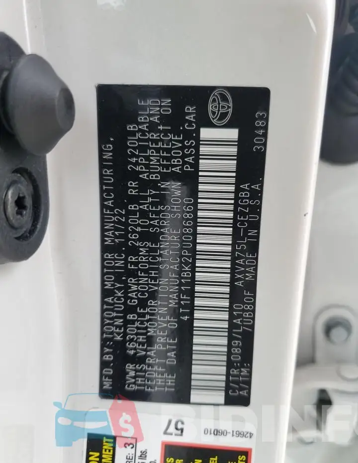 4T1F11BK2PU086860 Photo# 13