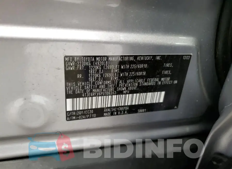 4T3E6RFV6PU106342 Photo# 13