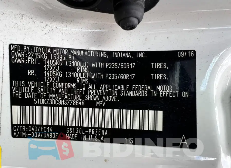 5TDKZ3DC9HS778648 Photo# 11
