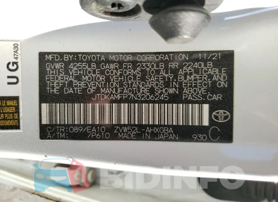 JTDKAMFP7N3206245 Photo# 12