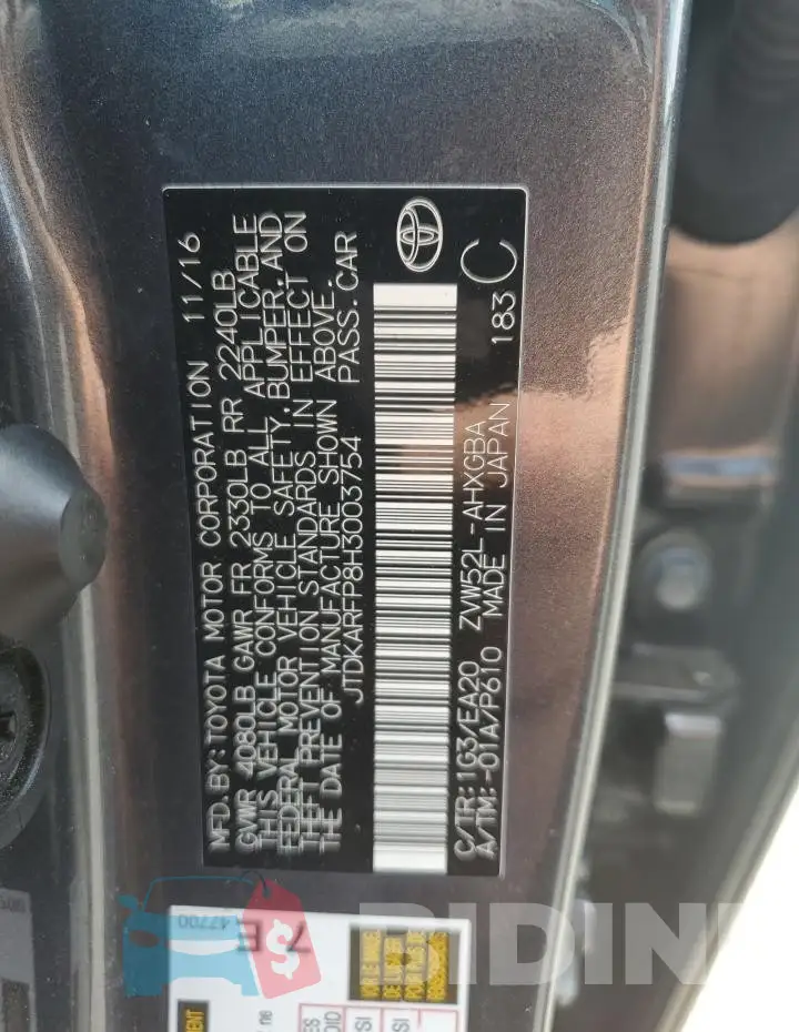 JTDKARFP8H3003754 Photo# 12