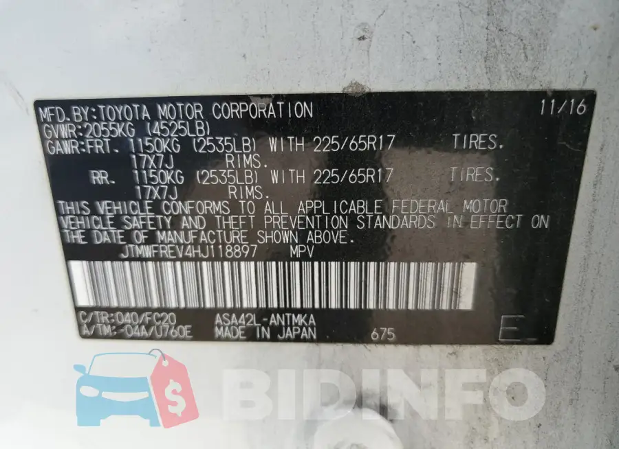 JTMWFREV4HJ118897 Photo# 13