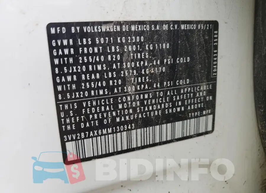 3VV2B7AX6MM130943 Photo# 13