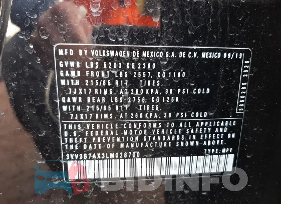 3VV3B7AX3LM028700 Photo# 13