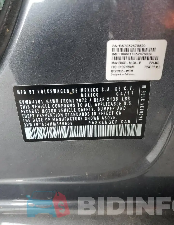 3VW167AJ4HM366908 Photo# 12