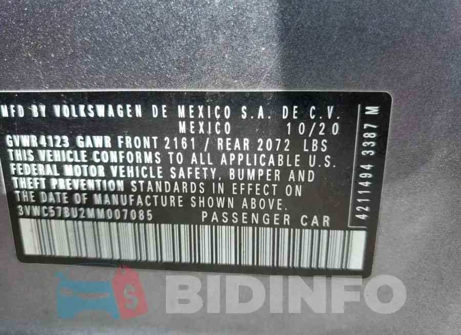 3VWC57BU2MM007085 Photo# 12