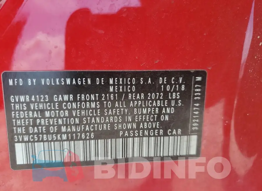 3VWC57BU5KM117626 Photo# 13