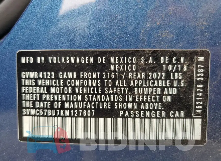 3VWC57BU7KM127607 Photo# 12