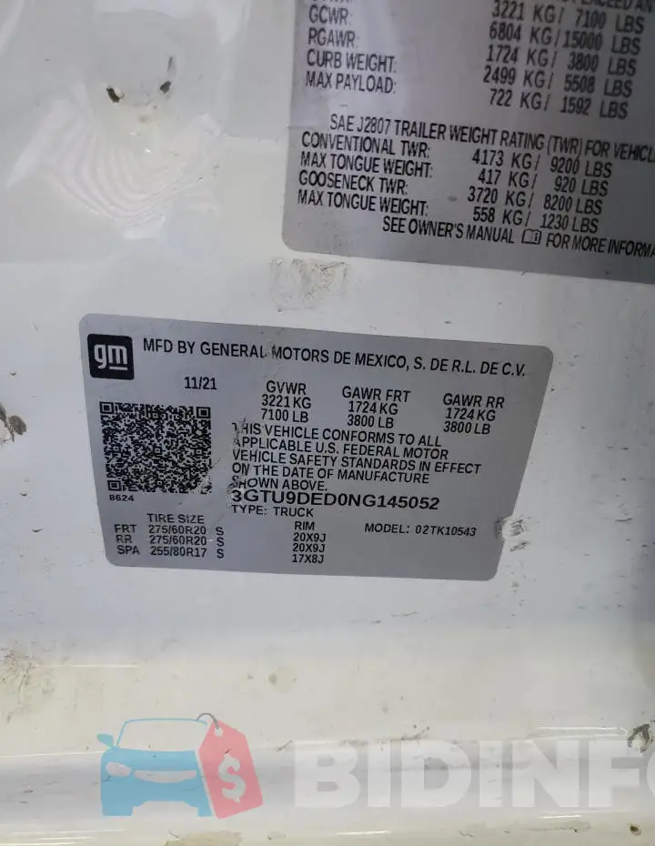 3GTU9DED0NG145052 Photo# 12