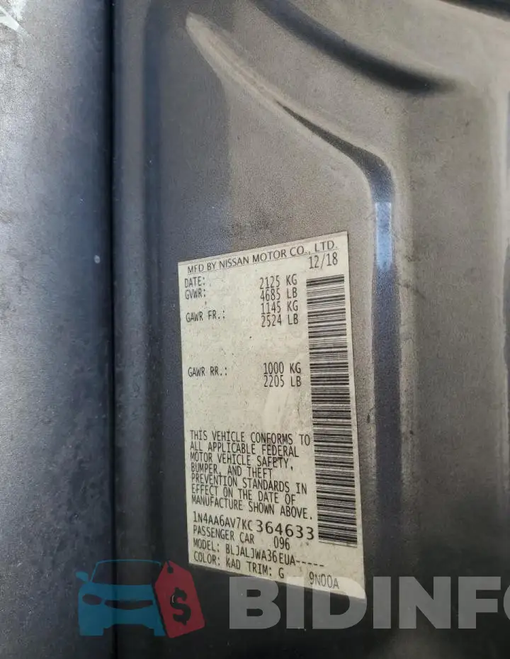 1N4AA6AV7KC364633 Photo# 12