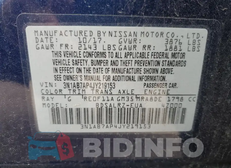 3N1AB7AP4JY219153 Photo# 12