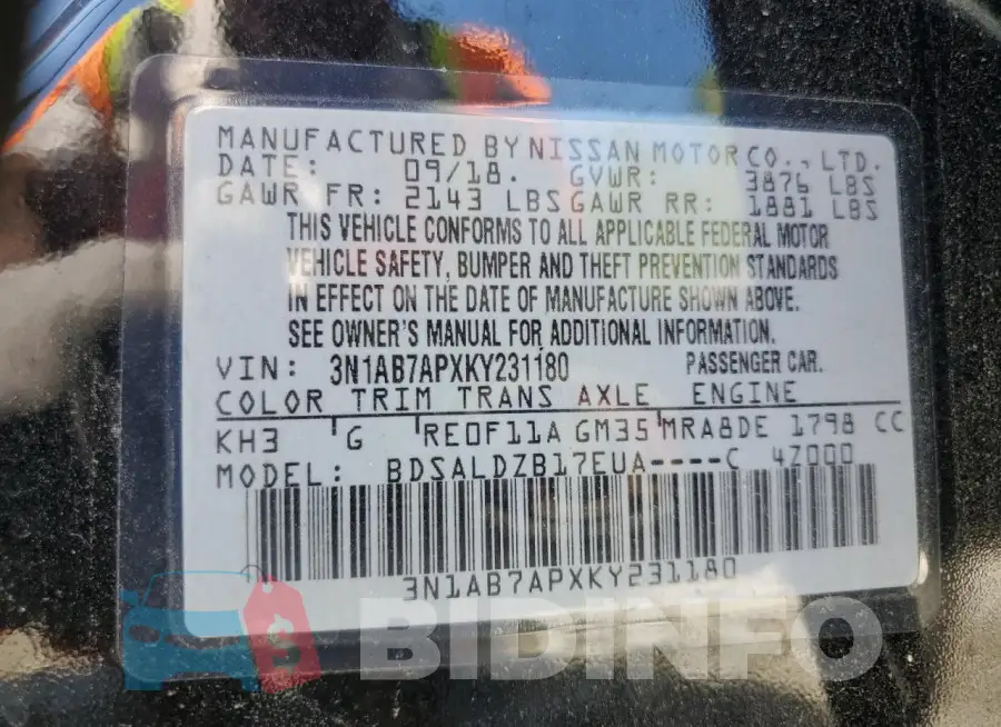 3N1AB7APXKY231180 Photo# 12