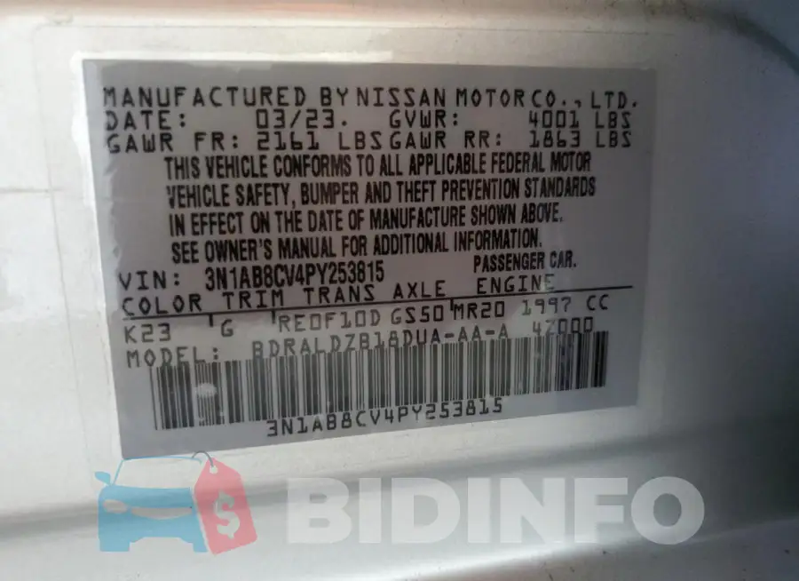 3N1AB8CV4PY253815 Photo# 13
