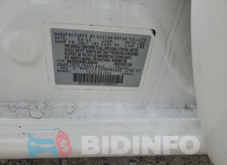 3N1CE2CP3FL428243 Photo# 12