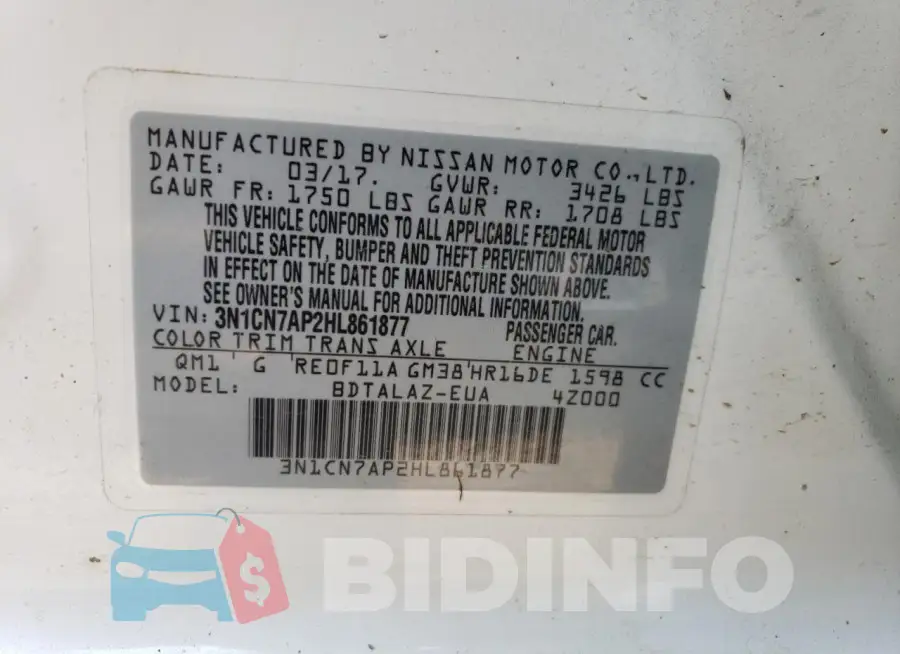 3N1CN7AP2HL861877 Photo# 12