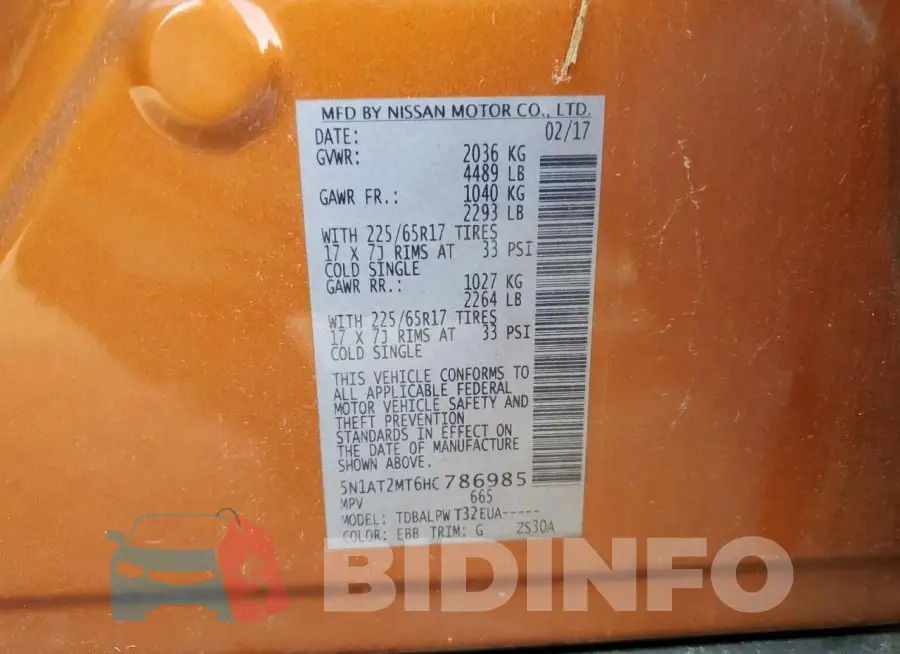 5N1AT2MT6HC786985 Photo# 13