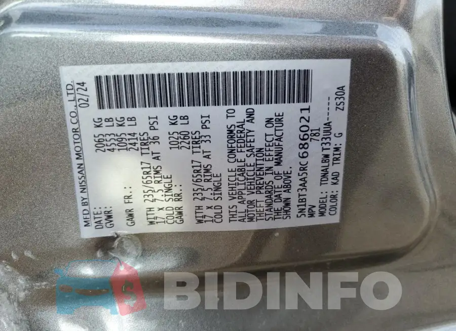 5N1BT3AA5RC686021 Photo# 14
