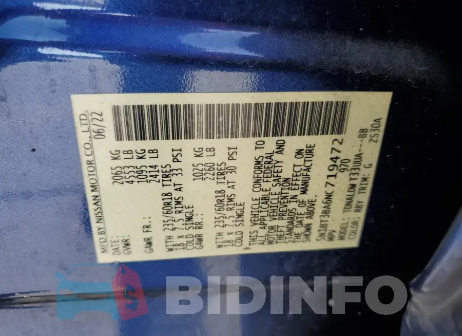 5N1BT3BA6NC719472 Photo# 14