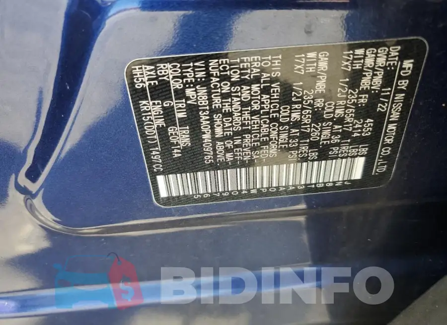 JN8BT3AA0PW409765 Photo# 13