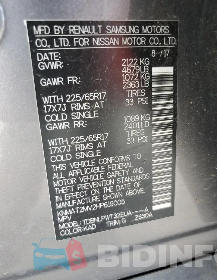KNMAT2MV2HP619005 Photo# 14