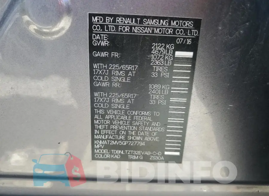 KNMAT2MV5GP727794 Photo# 12
