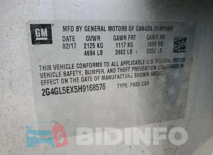 2G4GL5EX5H9168576 Photo# 12